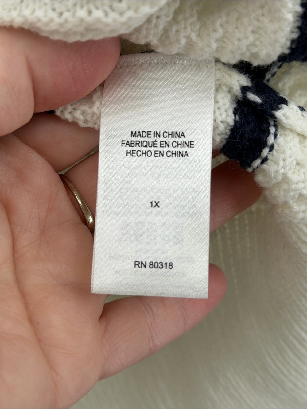 NWT Lucky Brand striped coastal boxy cotton blend v neck sweater size 1X ribbed - Picture 6 of 9